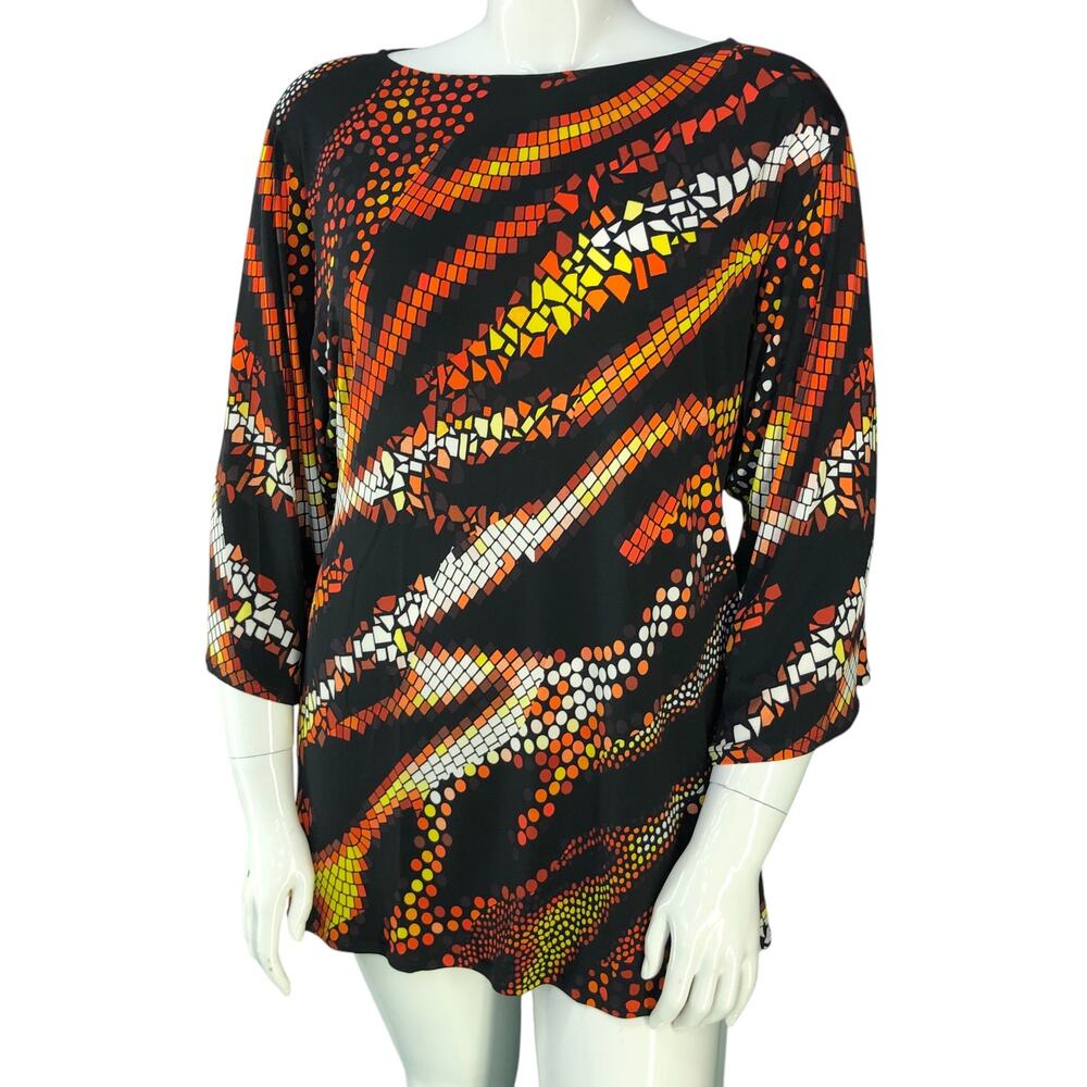Eva Varro Womens Size XL Top Easy Jersey Stretch Bateau Neck Multicolor